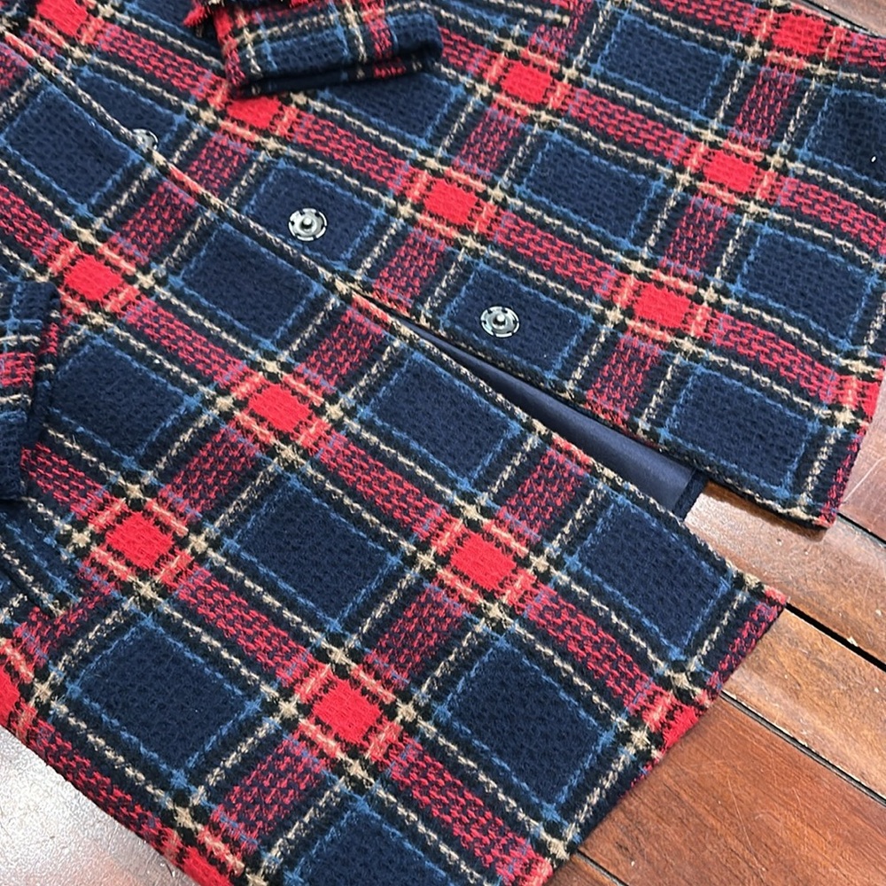 ANTHROPOLOGIE Jack by BB Dakota blue red Plaid Coat size - Picture 5 of 7